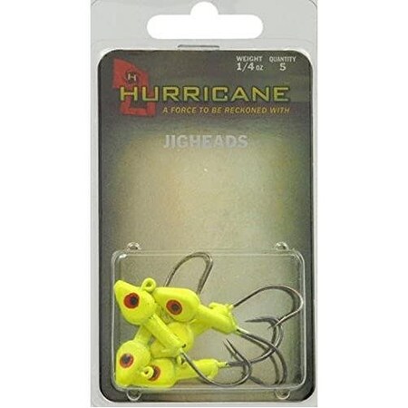 Hurricane Saltwater Jighead 14Oz Chartreuse 5PK FSWG14-10C-N